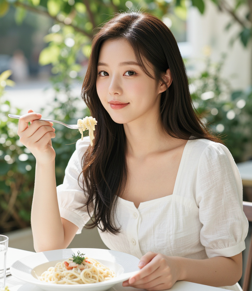정원의 파스타 여인